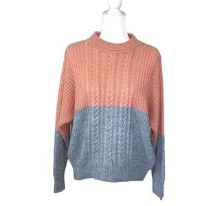 Lady Sun European size 36 (size small) cable knit color block sweater oversized